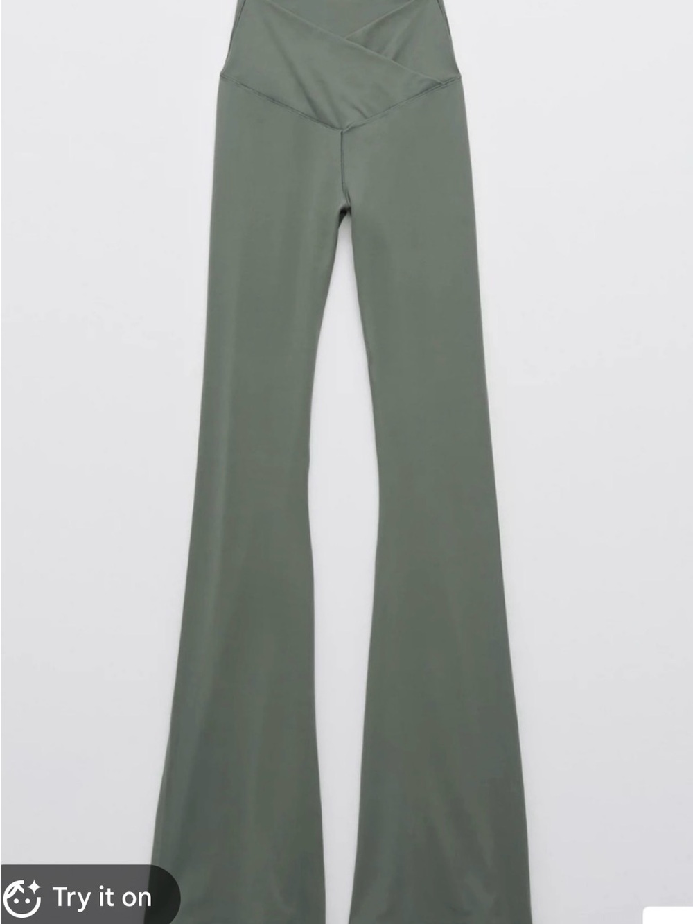aerie Olive Green Flare Yoga Pants with V-Waistband